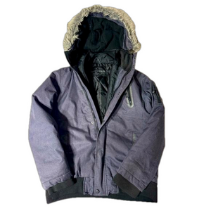 Mountain Ridge Youth Large Preteen Boy Dark Grey Winter Jacket Faux Fur Trim